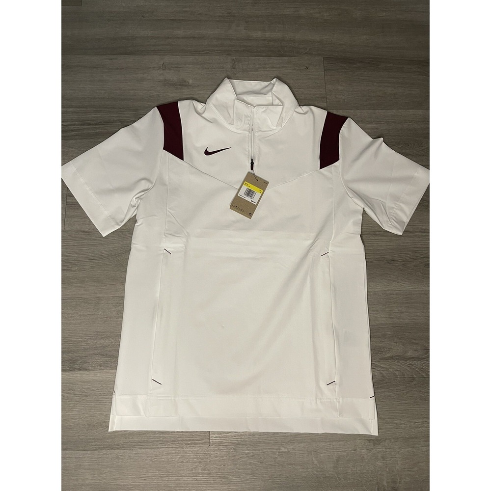 Nike Lightweight Short Sleeve Coaches Jacket DJ5113-106 White Maroon Men's Sz S